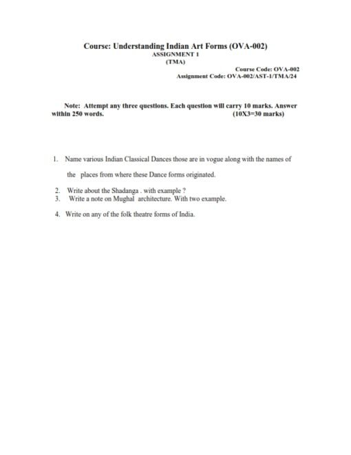 IGNOU OVA-002 Solved Assignment July 2024 English Medium