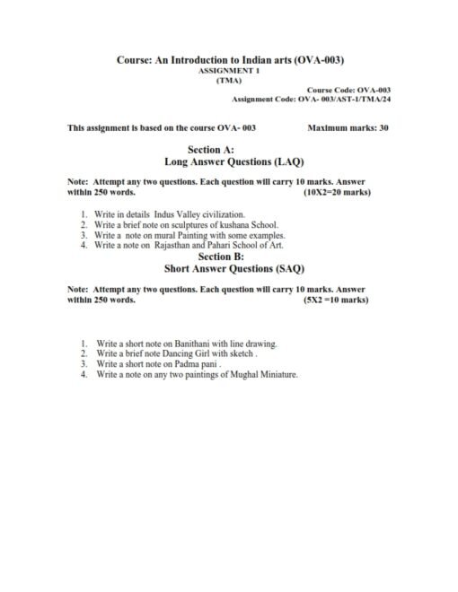 IGNOU OVA-003 Solved Assignment July 2024 English Medium
